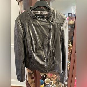 Black Rivet Black Jacket With Lining  & Two Zipper Pockets.